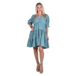 Platinum Φόρεμα Γαλάζιο Γυναικείο Νεανικό Κοντό Κlos Μεσάτο Ampir Free Size - SAR-62211-BL - Image 4