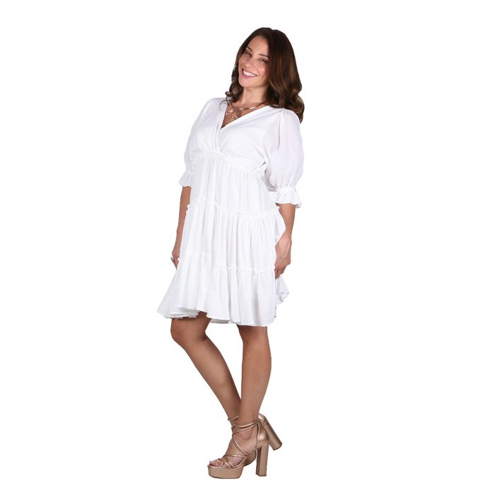 Platinum Φόρεμα Λευκό Γυναικείο Κοντό Κlos Μεσάτο Girly All Day Free Size - SAR-62211-W - Image 3