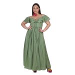 Platinum Φόρεμα Βεραμάν Γυναικείο Vintage Μaxi Εξώπλατο Μεσάτο Με Ντεκολτέ Βολάν Free Size - SAR-62305-VEN