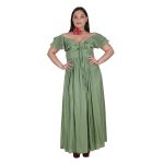 Platinum Φόρεμα Βεραμάν Γυναικείο Vintage Μaxi Εξώπλατο Μεσάτο Με Ντεκολτέ Βολάν Free Size - SAR-62305-VEN - Image 3