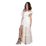 Platinum Tουνίκ - Κιμονό Εκρού Γυναικεία Maxi Με Βολάν & Δεσίματα All Day Free Size - 62307-BZ - Image 2