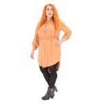 Platinum Φόρεμα Ώχρα Γυναικείο Με Κουμπιά Midi All Day Free Size - ΙΤ-5079-PVXL