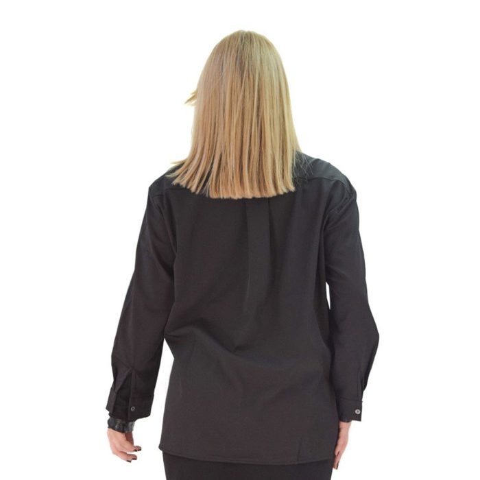 Platinum Πουκάμισο Μαύρο Γυναικείο Μακρυμάνικο Με Πιέτες Ασύμμετρο All Day Free Size - IT-1068-ΒL - Image 3