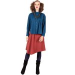 Platinum Γυναικείο Μπλε Πουκάμισο Ασύμμετρο Mακρυμάνικο Με Πιέτες All Day Free Size - IT-1068-Μ