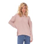 Platinum Πουλόβερ Ροζ Nude Γυναικείο Με Πλεξούδες Ασύμμετρο All Day - IT-73937-R