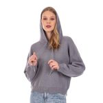 Platinum Μπλούζα Γκρι Γυναικεία Casual Με Κουκούλα All Day Free Size - IT-5614 - Image 4