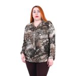 Gomore Μπλούζα Γήινη Animal Print Γυναικεία Με Γραβάτα All Day - 04147-XXL