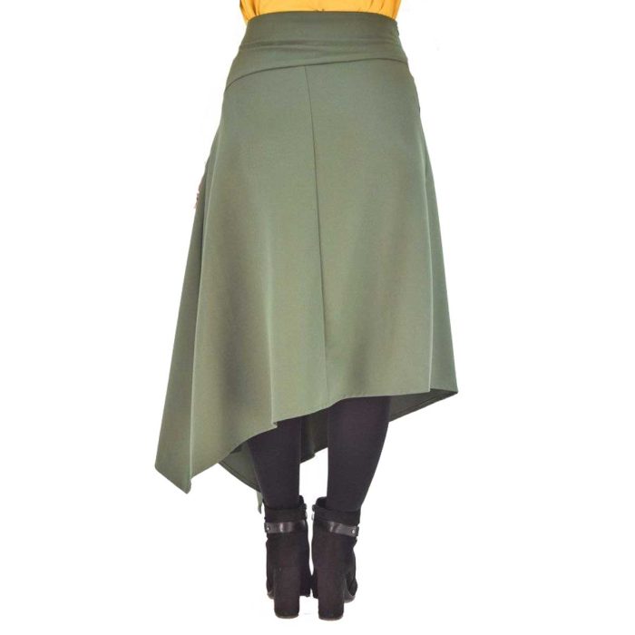 Platinum Φούστα Χακί Γυναικεία Μidi Casual Eβαζέ Ασύμμετρη Κlos All Day - 1058 - Image 4