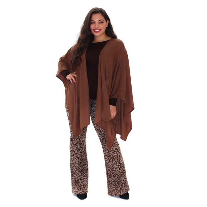 Gomore Κάπα - Εσάρπα Καφέ Γυναικεία Λεπτή Με Σχέδιο Λοξό Δέσιμο All Day - 24601-BR - Image 4