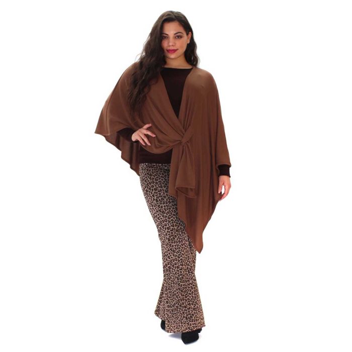 Gomore Κάπα - Εσάρπα Καφέ Γυναικεία Λεπτή Με Σχέδιο Λοξό Δέσιμο All Day - 24601-BR - Image 5