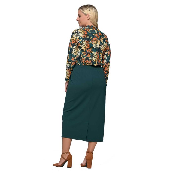 Gomore Φούστα Πράσινη Γυναικεία Μακριά Κρεπ Με Λάστιχο Καθημερινή - GM-24708-G - Image 3