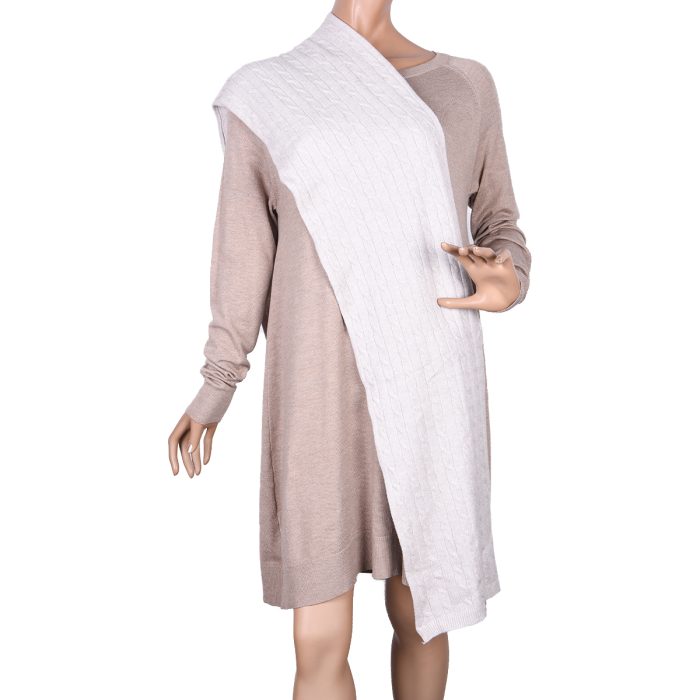 Gomore Φόρεμα Εκρού Γυναικείο Χειμερινό Μidi Πλεκτό Με Εσάρπα Σε Ίσια Γραμμή All Day - 33751-EG - Image 5