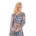 Platinum Φόρεμα Μπλε Ρουά Γυναικείο Με Γήινα Εμπριμέ Μακρύ Μεσάτο All Day - IT-56-GU - Image 2