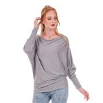 Platinum Μπλούζα Γκρι Γυναικεία Με Μανίκι Νυχτερίδα All Day Free Size - IT-8140-2
