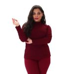 Gomore Μπλούζα Γκρενά Γυναικεία Μακρυμάνικη Με Μακρύ Λαιμό Ριπ Αll Day - 14926