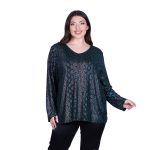 Gomore Γυναικεία Πράσινη Μπλούζα Βραδινή Λαμέ Με Ντεκολτέ - GM-36128-GR