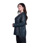 Gomore Γυναικεία Πράσινη Μπλούζα Βραδινή Λαμέ Με Ντεκολτέ - GM-36128-GR - Image 2