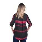 Platinum Μαύρο Πουκάμισο Βαμβακερό Boho Με Πορφυρά Print - Free Size - IT-8980-R - Image 2