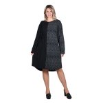 Platinum Φόρεμα Μαύρο Γυναικείο Κοντό Με Γεωμετρικά Free Size All Day - MO-2044-WBL - Image 4