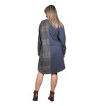 Platinum Φόρεμα Γκρι Γυναικείο Με Εκρού Γεωμετρικά" All Day Free Size - MO-2044-GRZ - Image 2