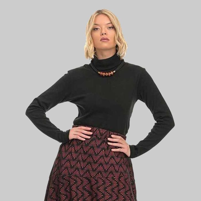 Platinum Μπλούζα Μαύρη Με Ζιβάγκο Γυναικεία Casual All Day - 1000-BC