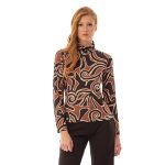 Platinum Μπλούζα Καφέ - Μπεζ Εμπριμέ Γυναικεία Λεπτή Casual All Day - IT-101-KC-B