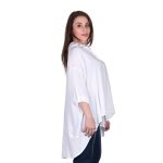 Platinum Πουκαμίσα Λευκή Γυναικεία Ασύμμετρη Μανίκι 3/4 ''Νυχτερίδα'' Free Size - 22119-W - Image 2