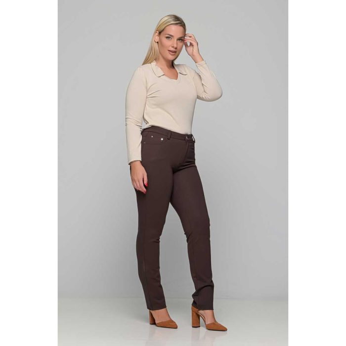 Gomore Παντελόνι Καφέ Deluxe Γυναικείο Ελαστικό All Day XXXL- 24833-ΒR - Image 4
