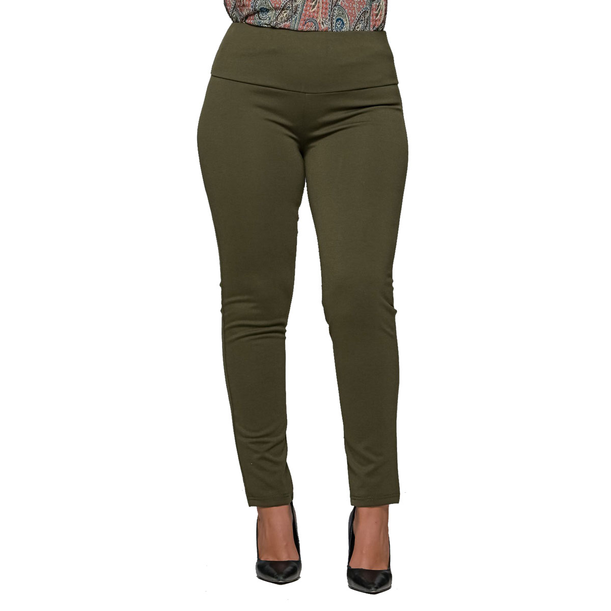 24846-HA n Gomore Παντελόνι Χακί Γυναικείο Ελαστικό Με Μπάσκα Και Λάστιχο XXL All Day - 24846-HA - Image 1