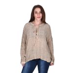 Platinum Μπλούζα Μπεζ Με Σχέδια Γυναικεία Λεπτή Casual All Day Free Size - 32018-BZ