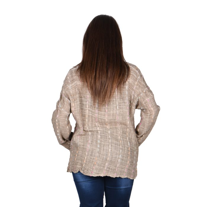 Platinum Μπλούζα Μπεζ Με Σχέδια Γυναικεία Λεπτή Casual All Day Free Size - 32018-BZ - Image 3