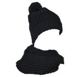 Platinum Μαύρος Σκούφος Σετ Με Λαιμό Γυναικείο Casual Πλεκτό Free Size - 704-11-B - Image 2