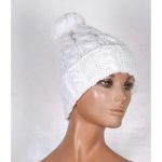 Platinum Σκούφος Λευκός Γυναικείος Πλεκτός Με Φούντα ''Kοτσίδες'' Free Size - ama-731-07-W - Image 2