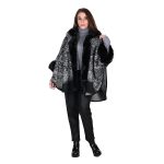 Fairyland Κάπα Μαύρη Με Σχέδια Γυναικεία Οικολογική Γούνα & Κουκούλα All Day Free Size - FM-9715