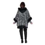 Fairyland Κάπα Μαύρη Με Σχέδια Γυναικεία Οικολογική Γούνα & Κουκούλα All Day Free Size - FM-9715 - Image 4