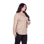 Gomore Μπλούζα Μπεζ Γυναικεία Με Γραβάτα Κλασική Καθημερινή - GM-04145-BZ - Image 2