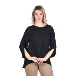 Gomore Μπλούζα Μαύρη Βραδυνή Γυναικεία Μακρυμάνικη Με Σχέδιο Ασύμμετρη Free Size - GM-28122