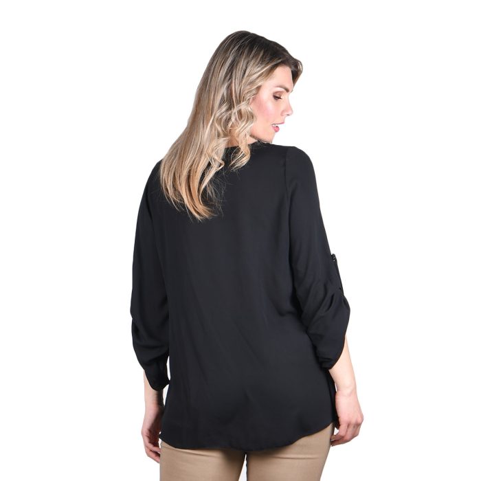 Gomore Μπλούζα Μαύρη Βραδυνή Γυναικεία Μακρυμάνικη Με Σχέδιο Ασύμμετρη Free Size - GM-28122 - Image 3