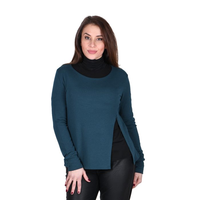 Platinum Γυναικεία Πετρόλ Μπλούζα Με Σχέδιο Casual All Day Free Size - IT-001-A-P