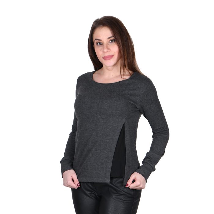 Platinum Γυναικεία Γκρι Μπλούζα Με Σχέδιο Casual All Day Free Size - IT-001-A-GR