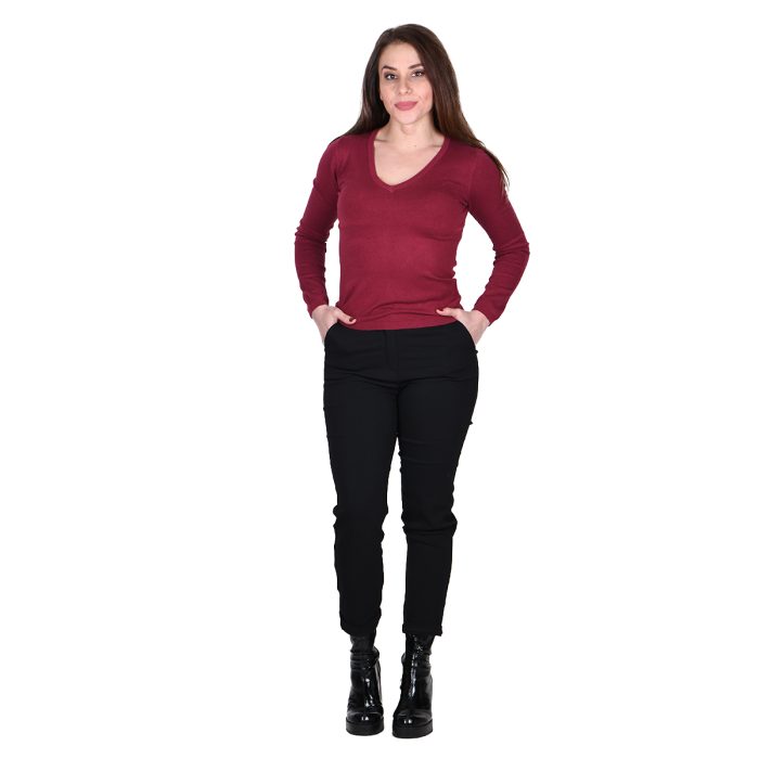 Platinum Μπλούζα Μπορντό Γυναικεία Top Νεανική Casual Με Ντεκολτέ All Day - IT-028509-BR - Image 4