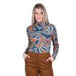 Platinum Μπλούζα Ταμπά - Μπλε Εμπριμέ Γυναικεία Με Ζιβάγκο Λεπτή Casual All Day - IT-101-KC