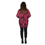 Platinum Πουκάμισο Κόκκινο Γυναικείο Με Μαύρα Σχέδια Mακρυμάνικο Μακρύ Free Size - IT-127-KC-R - Image 3