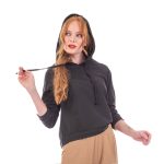 Platinum Μπλούζα Μαύρη Με Κουκούλα Γυναικεία Νεανική Casual All Day Free Size - IT-2408-B