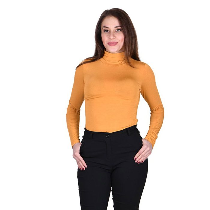 Platinum Μπλούζα Ώχρα Γυναικεία Με Ζιβάγκο Λεπτή Casual Free Size - IT-2835-MO