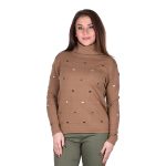 Platinum Μπλούζα Καφέ Γυναικεία Με Ζιβάγκο Πλεκτή Με Σχέδιο All Day - IT-3707-BR