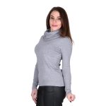 Platinum Μπλούζα Γκρι Γυναικεία Πλεκτή Με Ζιβάγκο Ξεχειλωτό Γιακά All Day Free Size - IT-4016-G - Image 2