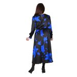 Platinum Φόρεμα Μαύρο Με Μπλε Φύλλα Γυναικείο Midi Μεσάτο All Day - IT-57-GU-B - Image 3