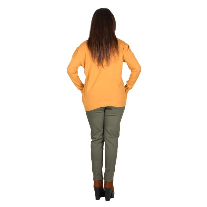 Platinum Μπλούζα Ώχρα Γυναικεία Πλεκτή Λεπτή Με Ντεκολτέ Casual Free Size - IT-6020-OM - Image 3