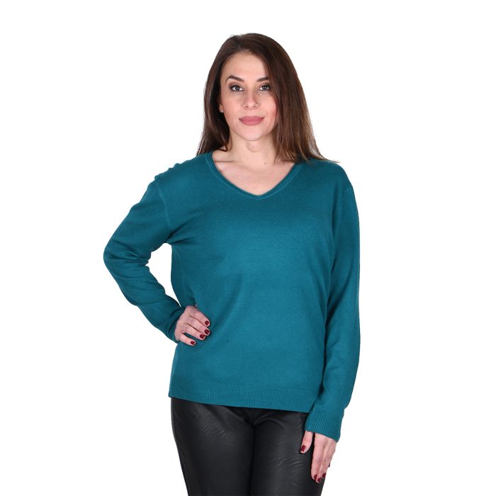 Platinum Μπλούζα Πετρόλ Γυναικεία Πλεκτή Λεπτή Με Ντεκολτέ Casual All Day Free Size - IT-6020-P